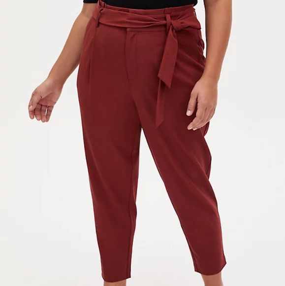 NWT Torrid Brown tie waist, paperbag, strt leg, - Picture 3 of 10